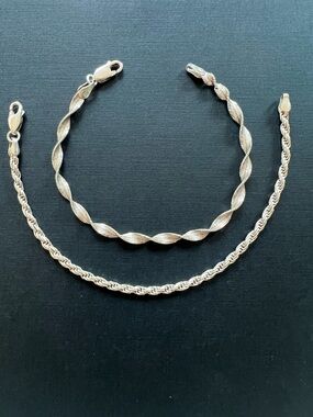 Bundle of 2 sterling silver chain bracelets